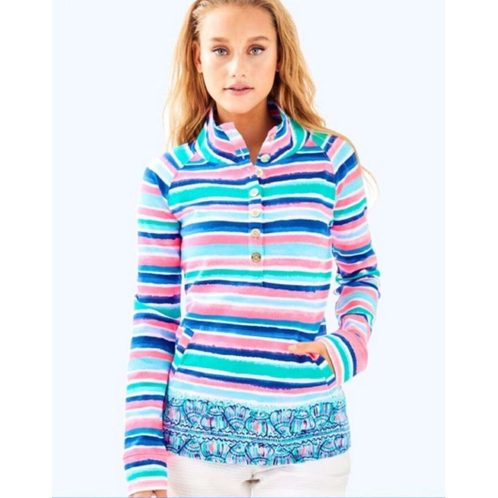 Lilly Pulitzer Captian Popover Sandy Shell Pullover - Size Small