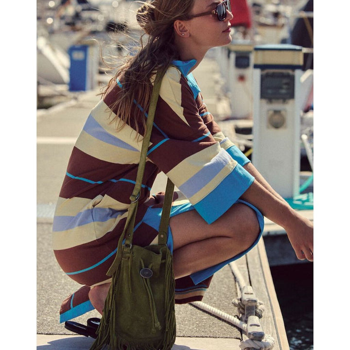 Free People NWT Jackson Rugby Midi Dress in Brown Combo - Size Small