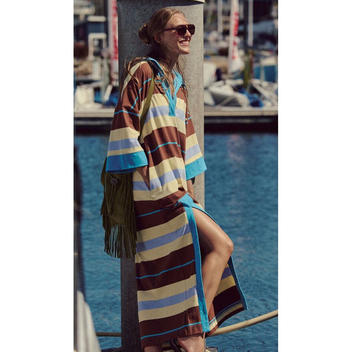 Free People NWT Jackson Rugby Midi Dress in Brown Combo - Size Small