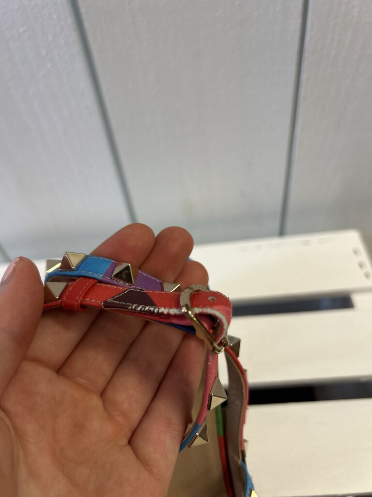 Valentino Garavani Rainbow Chevron Stud Heels - Size 38