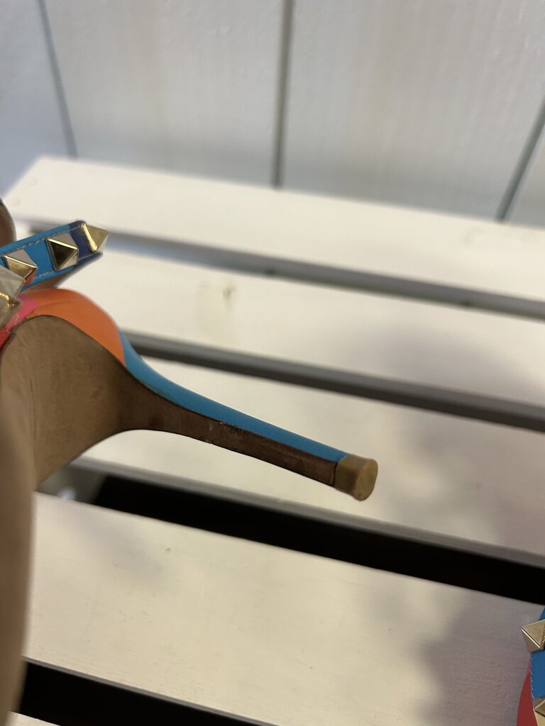 Valentino Garavani Rainbow Chevron Stud Heels - Size 38