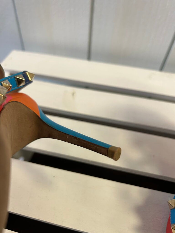 Valentino Garavani Rainbow Chevron Stud Heels - Size 38
