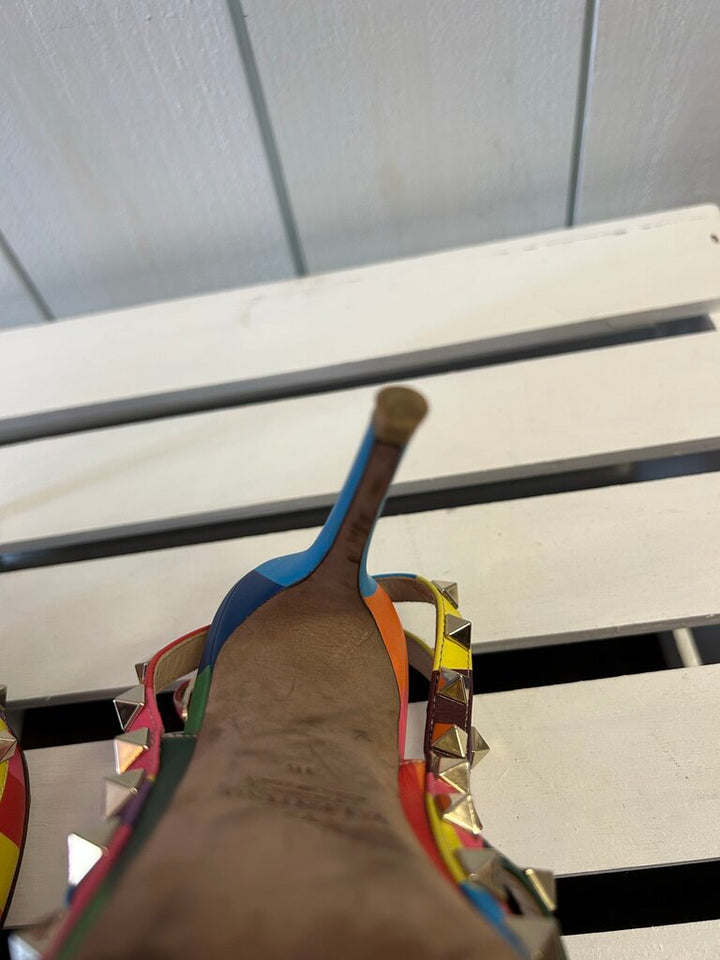 Valentino Garavani Rainbow Chevron Stud Heels - Size 38