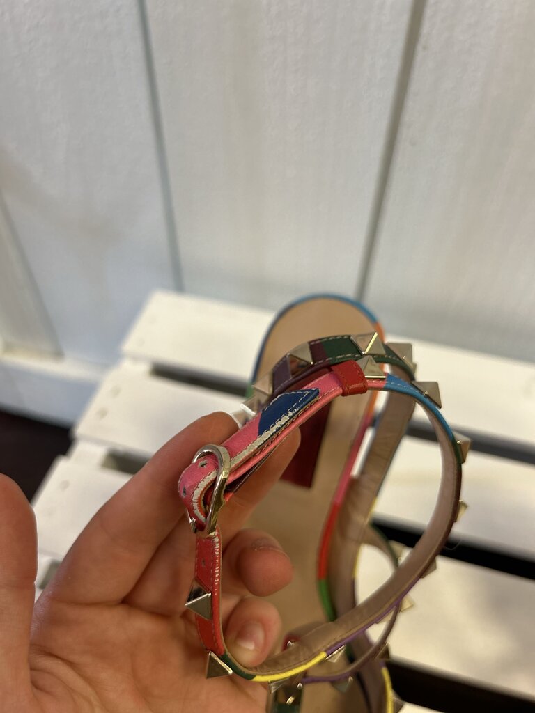 Valentino Garavani Rainbow Chevron Stud Heels - Size 38