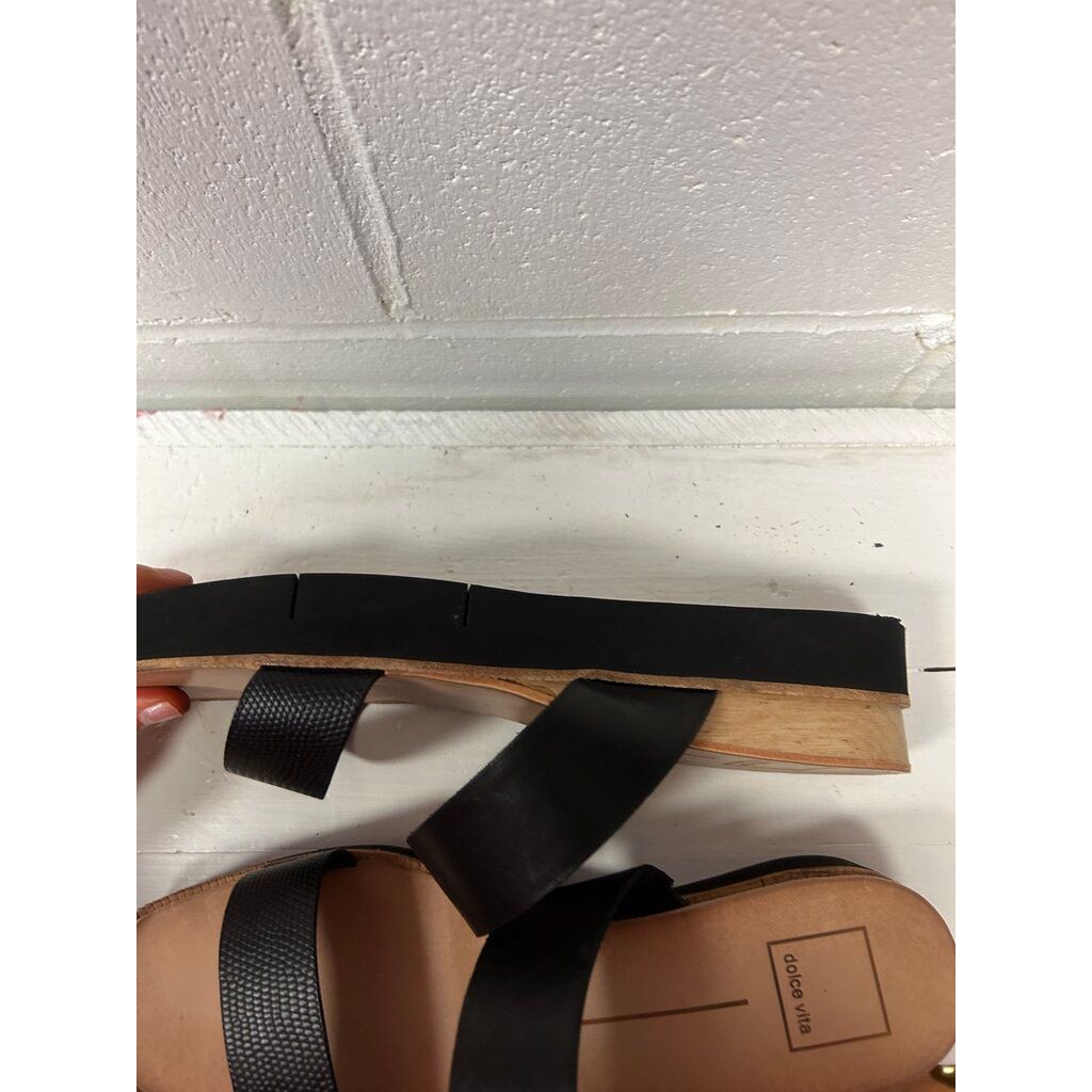 Dolce Vita Parni Two Strap Embossed Leather Sandals - Size 9