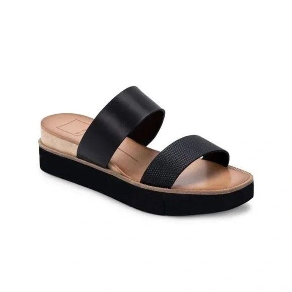 Dolce Vita Parni Two Strap Embossed Leather Sandals - Size 9