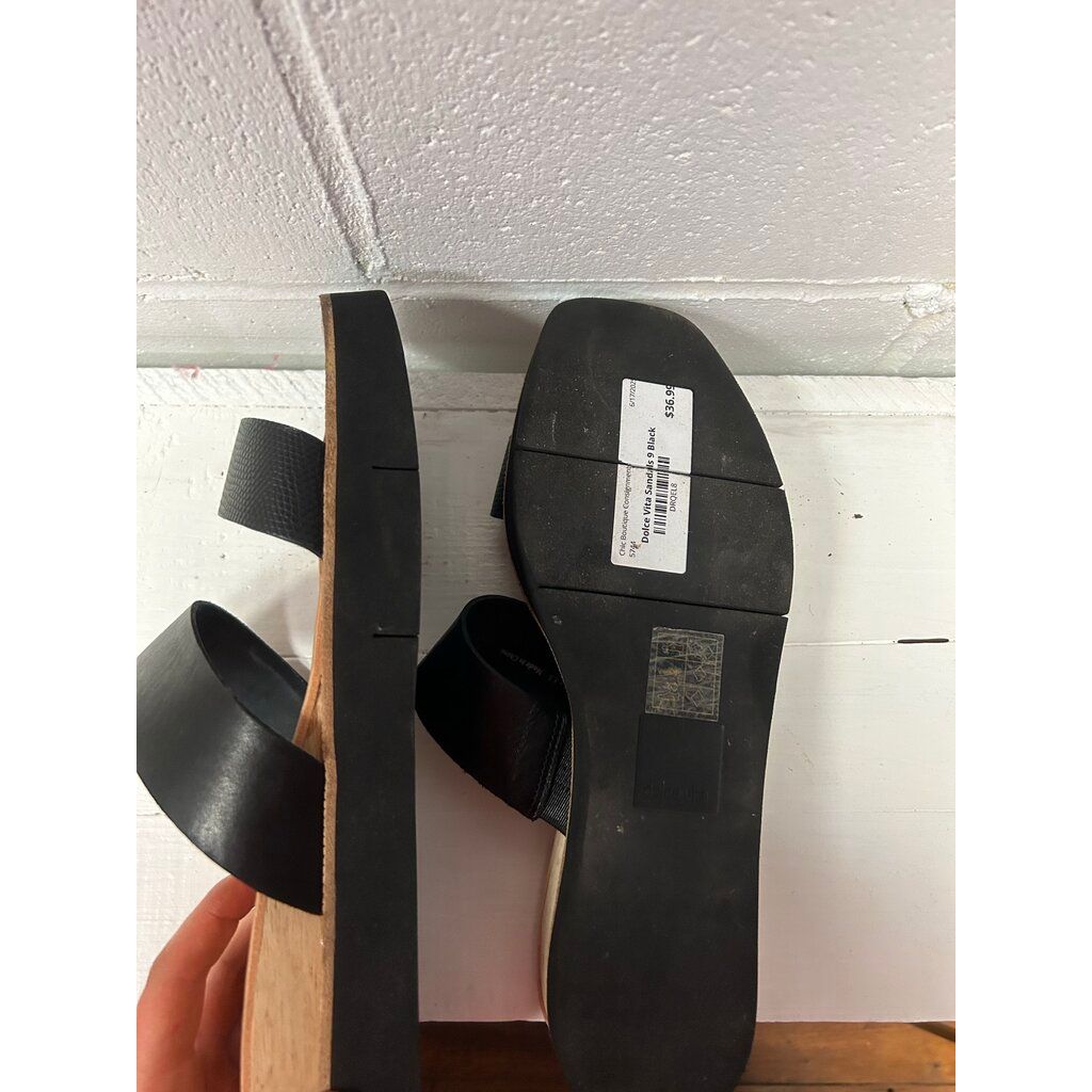Dolce Vita Parni Two Strap Embossed Leather Sandals - Size 9