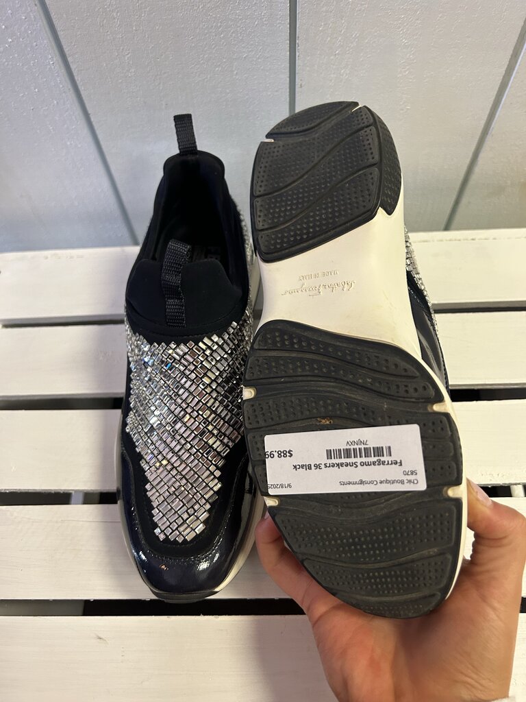 Salvatore Ferragamo Bijou Kirakira Crystal Sneakers - Size 36