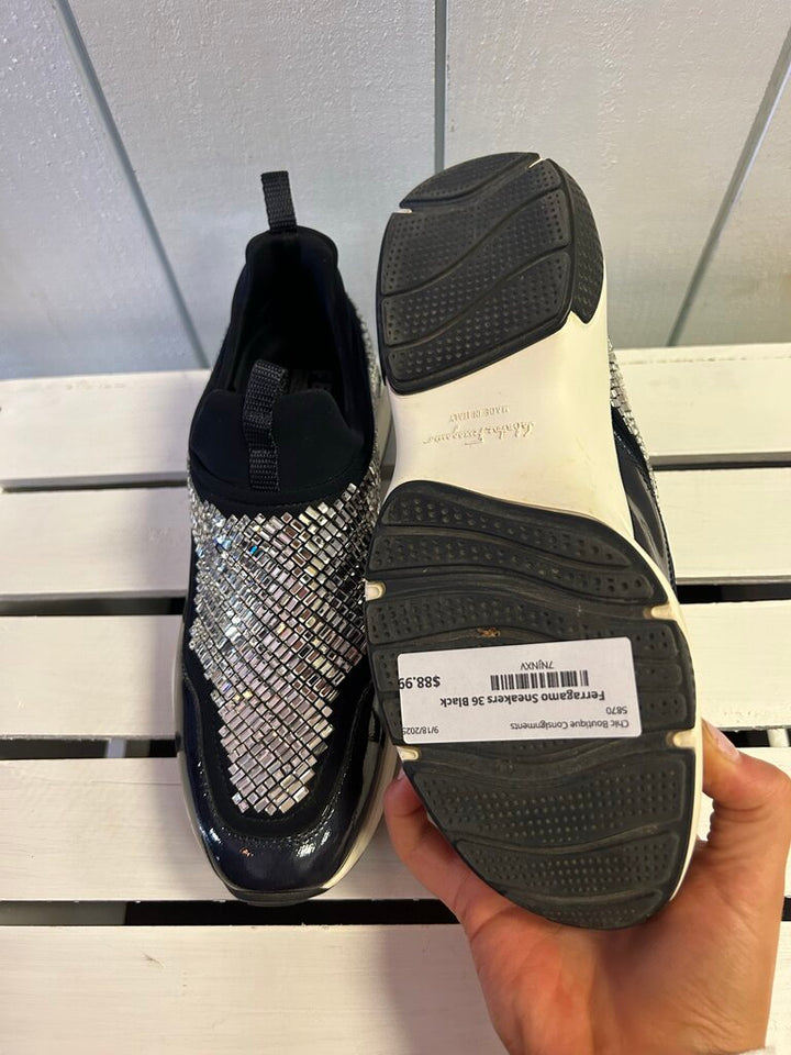 Salvatore Ferragamo Bijou Kirakira Crystal Sneakers - Size 36