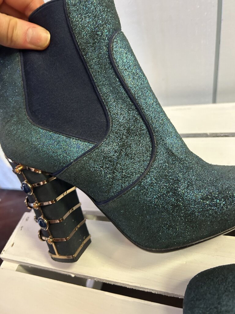 Tory Burch Suede Crystal Embellishments Chelsea Booties - Size 6.5