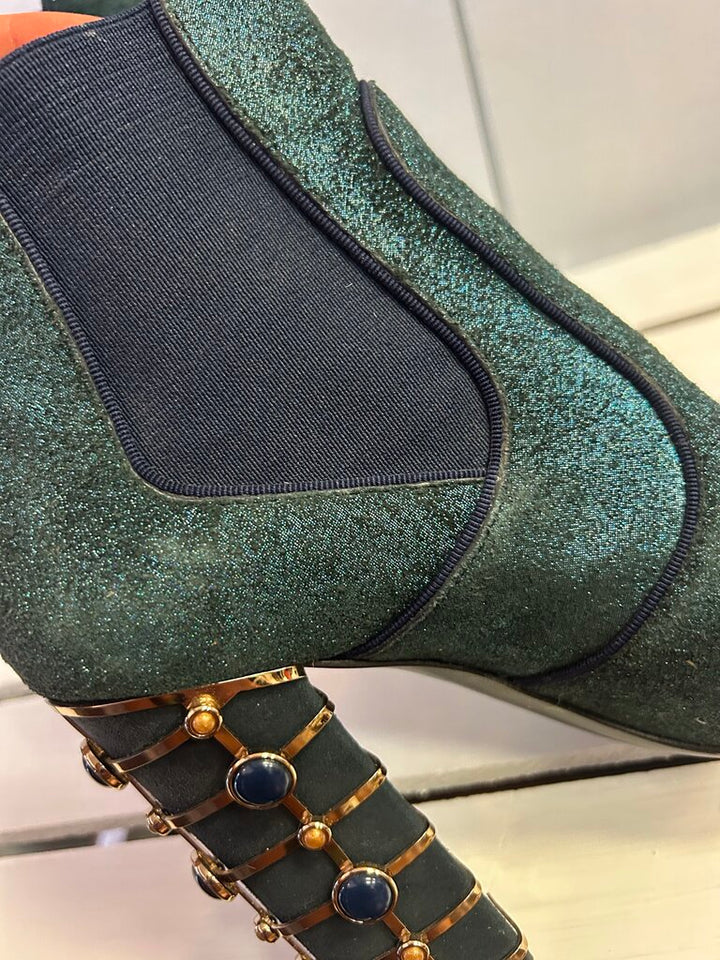 Tory Burch Suede Crystal Embellishments Chelsea Booties - Size 6.5