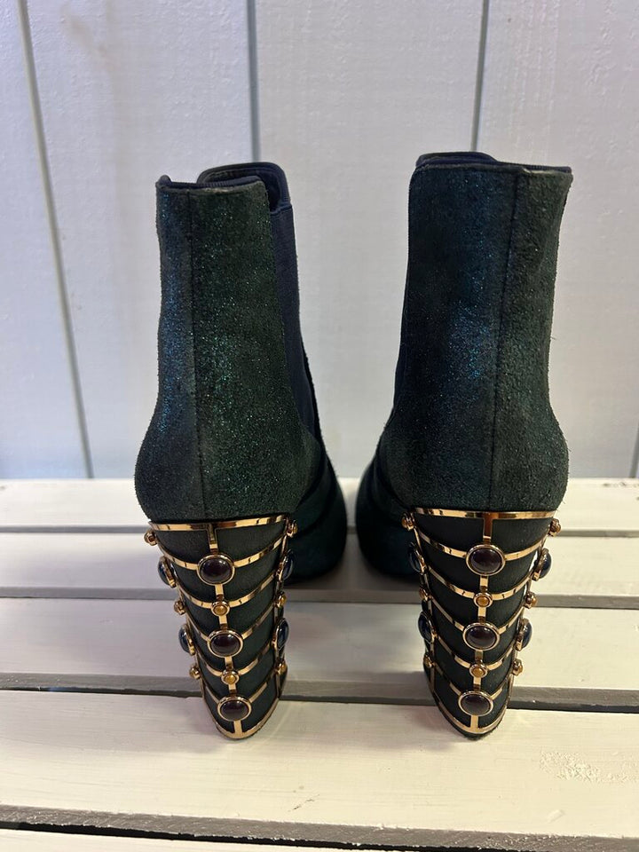 Tory Burch Suede Crystal Embellishments Chelsea Booties - Size 6.5