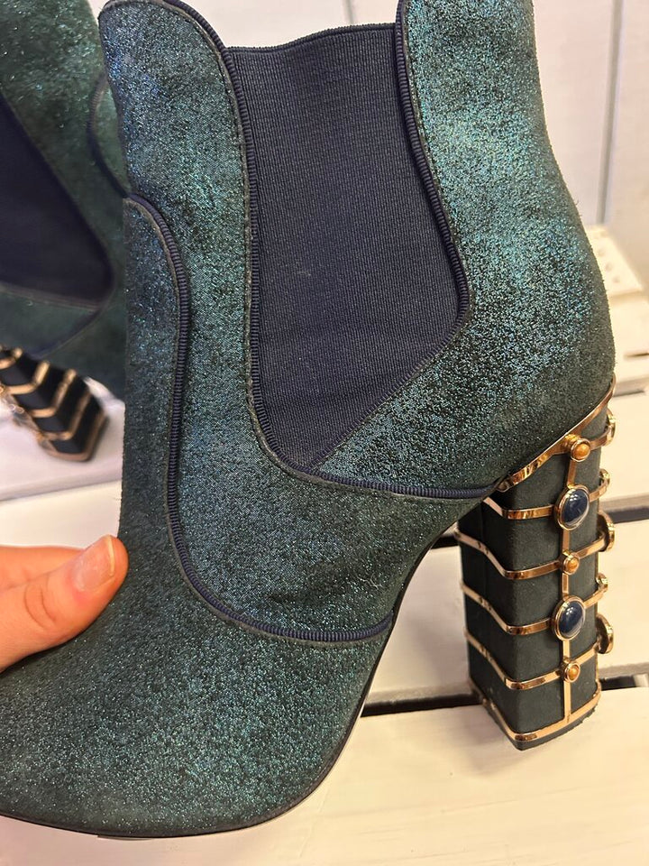 Tory Burch Suede Crystal Embellishments Chelsea Booties - Size 6.5