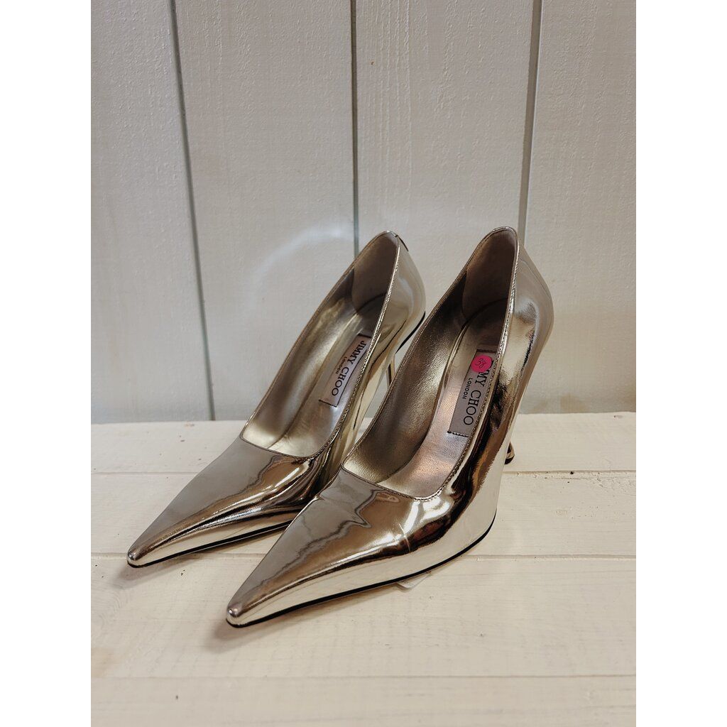 Jimmy Choo Ixia 95MM Metallic Leather Pumps - Size 38 (Retails for $995)