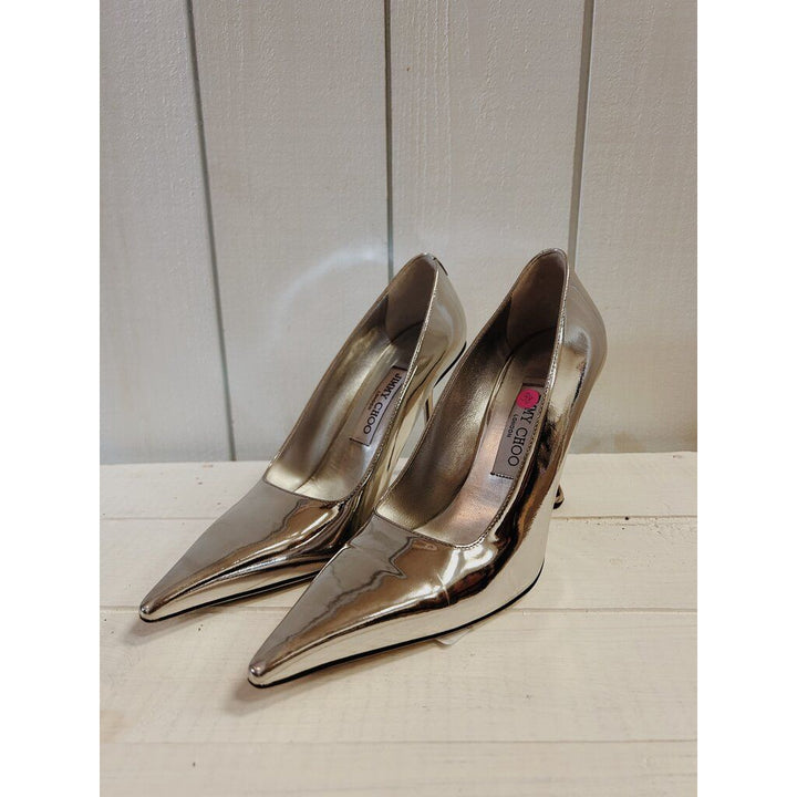 Jimmy Choo Ixia 95MM Metallic Leather Pumps - Size 38 (Retails for $995)
