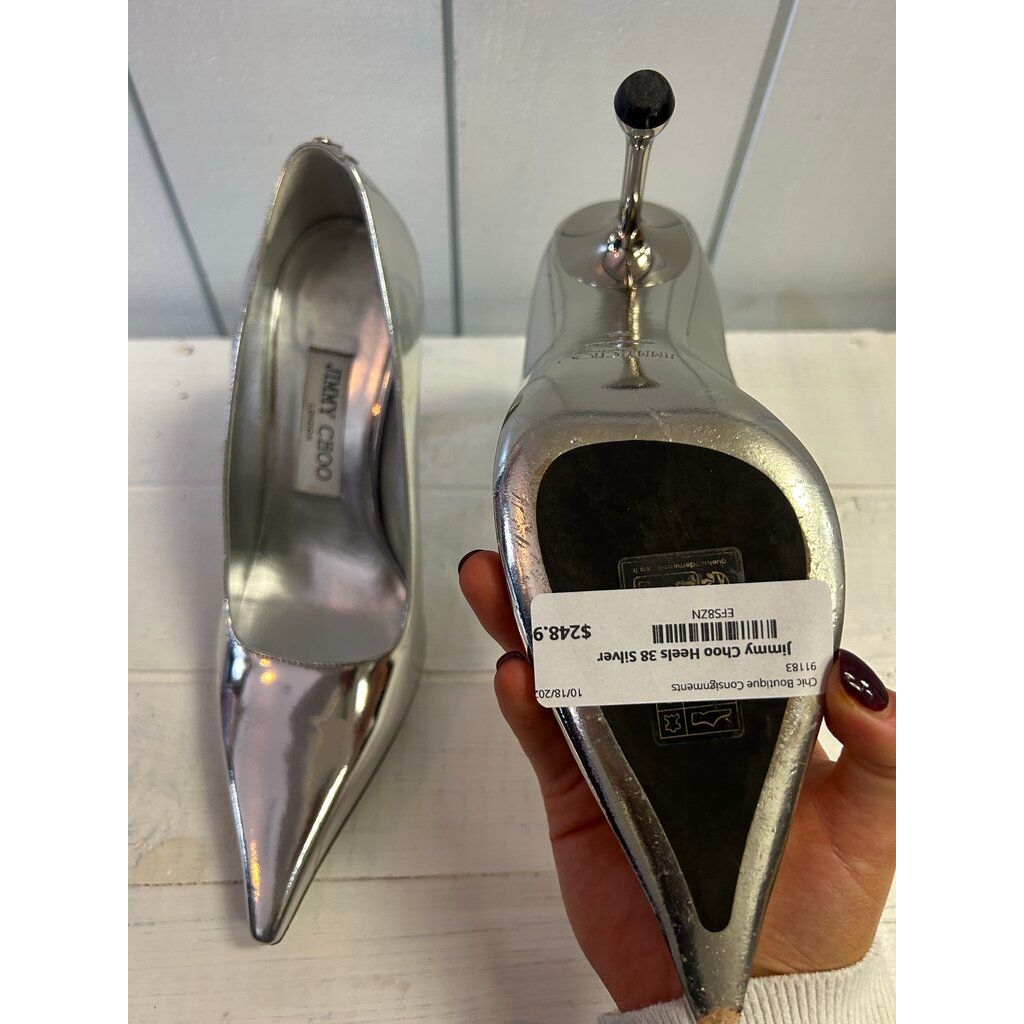 Jimmy Choo Ixia 95MM Metallic Leather Pumps - Size 38 (Retails for $995)