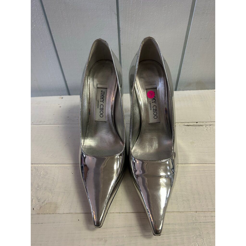 Jimmy Choo Ixia 95MM Metallic Leather Pumps - Size 38 (Retails for $995)