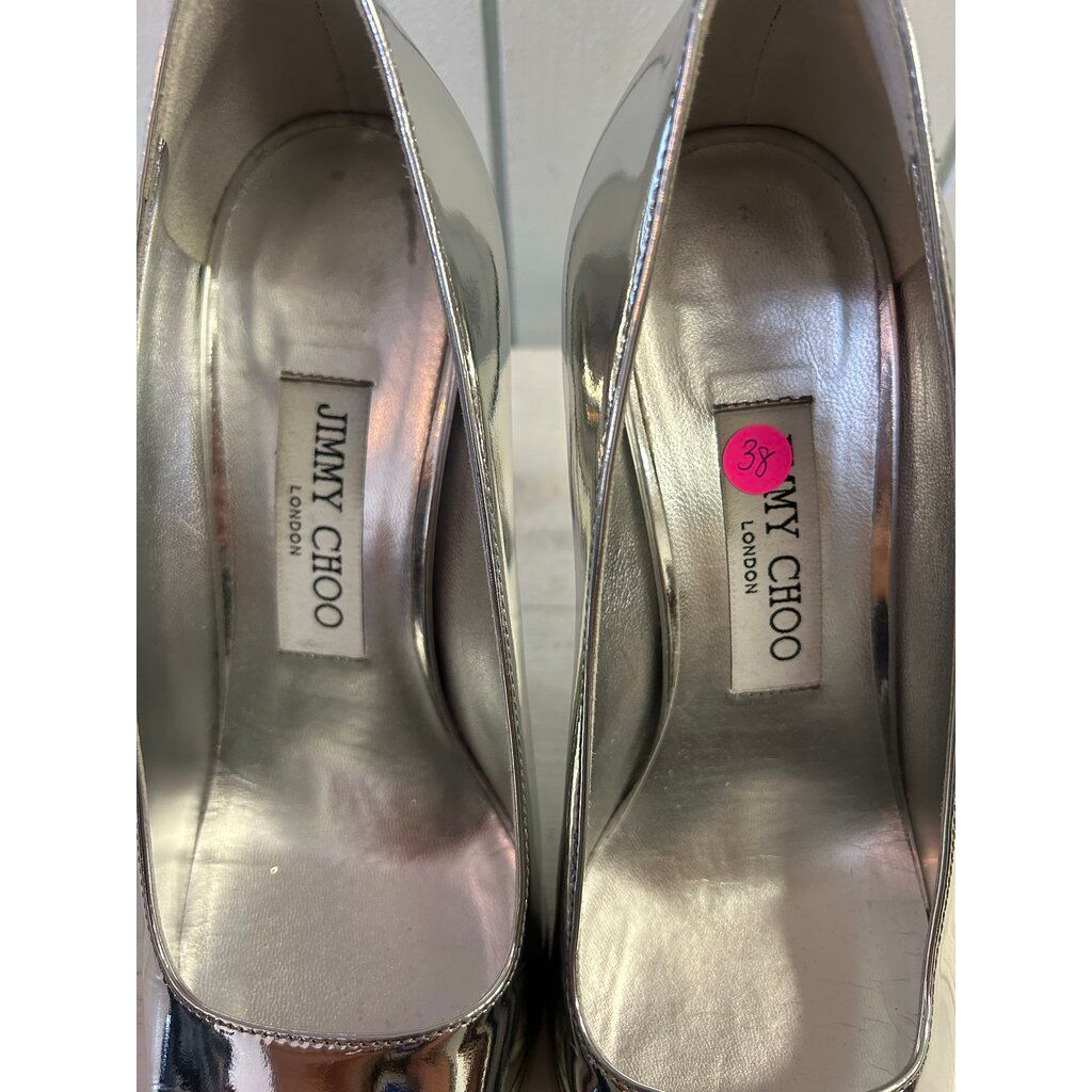 Jimmy Choo Ixia 95MM Metallic Leather Pumps - Size 38 (Retails for $995)
