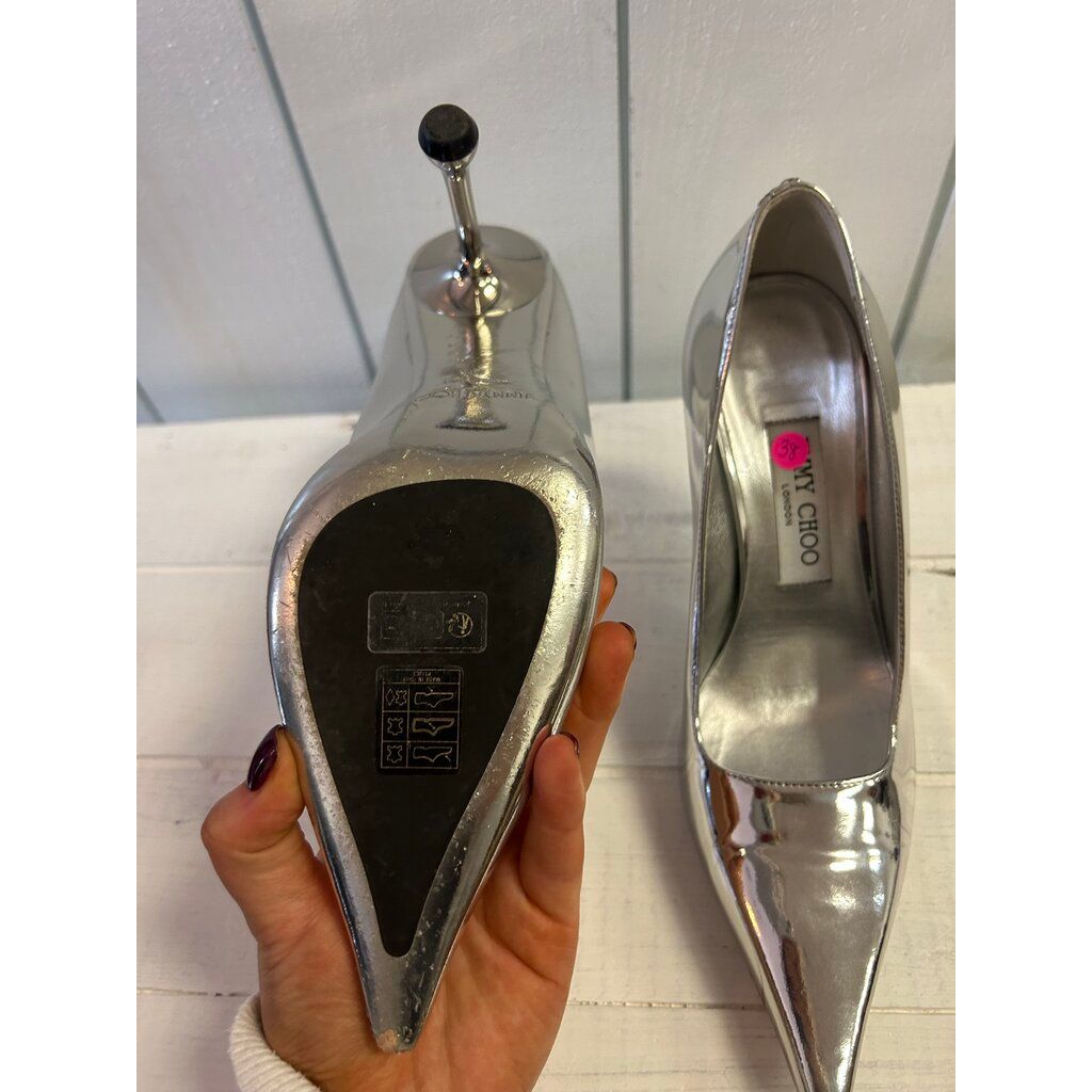 Jimmy Choo Ixia 95MM Metallic Leather Pumps - Size 38 (Retails for $995)