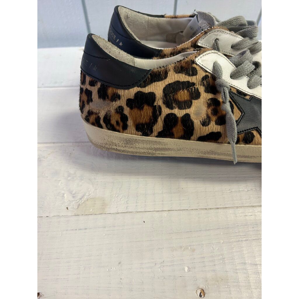 Golden Goose Superstar Distressed Leopard Print Sneakers - Size 37 (Retails for $625)