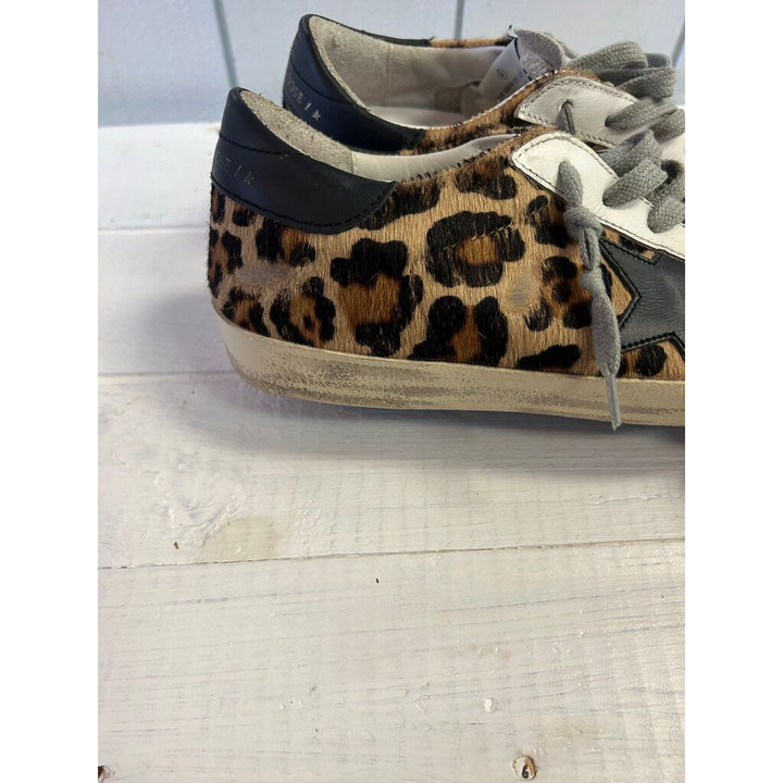 Golden Goose Superstar Distressed Leopard Print Sneakers - Size 37 (Retails for $625)