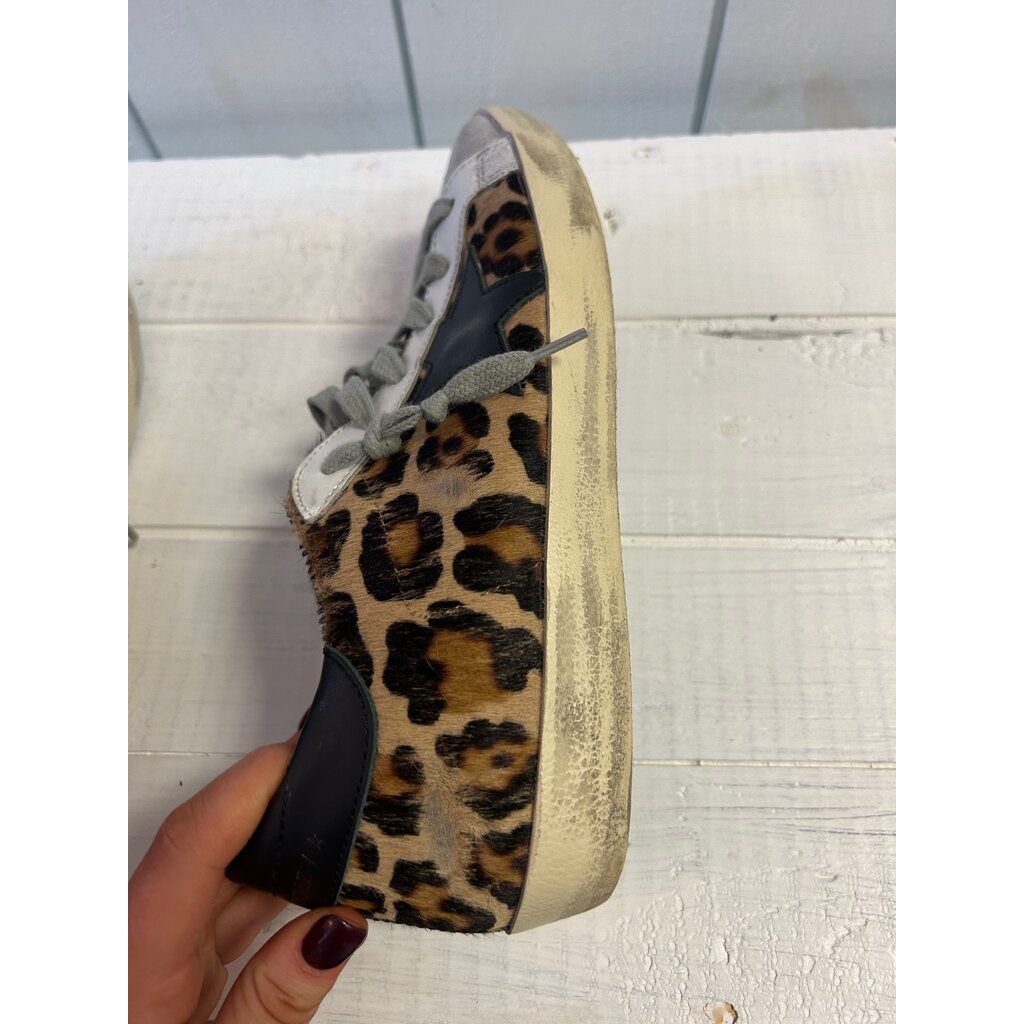 Golden Goose Superstar Distressed Leopard Print Sneakers - Size 37 (Retails for $625)