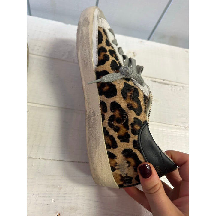 Golden Goose Superstar Distressed Leopard Print Sneakers - Size 37 (Retails for $625)