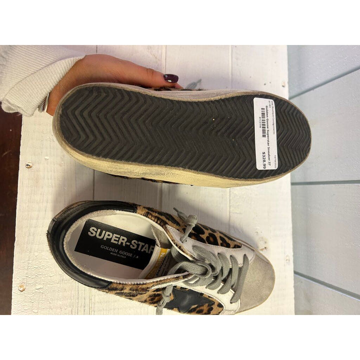 Golden Goose Superstar Distressed Leopard Print Sneakers - Size 37 (Retails for $625)
