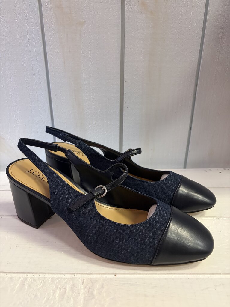 J. Crew Denim Mary Jane Slingback Heel - Size 9.5