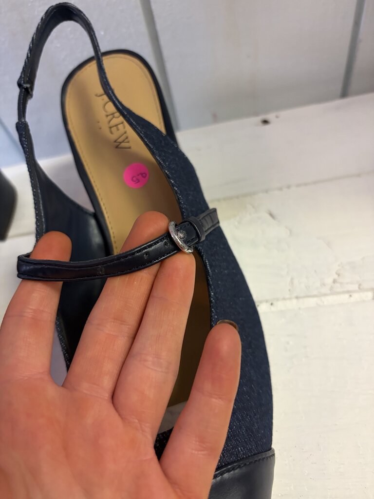 J. Crew Denim Mary Jane Slingback Heel - Size 9.5