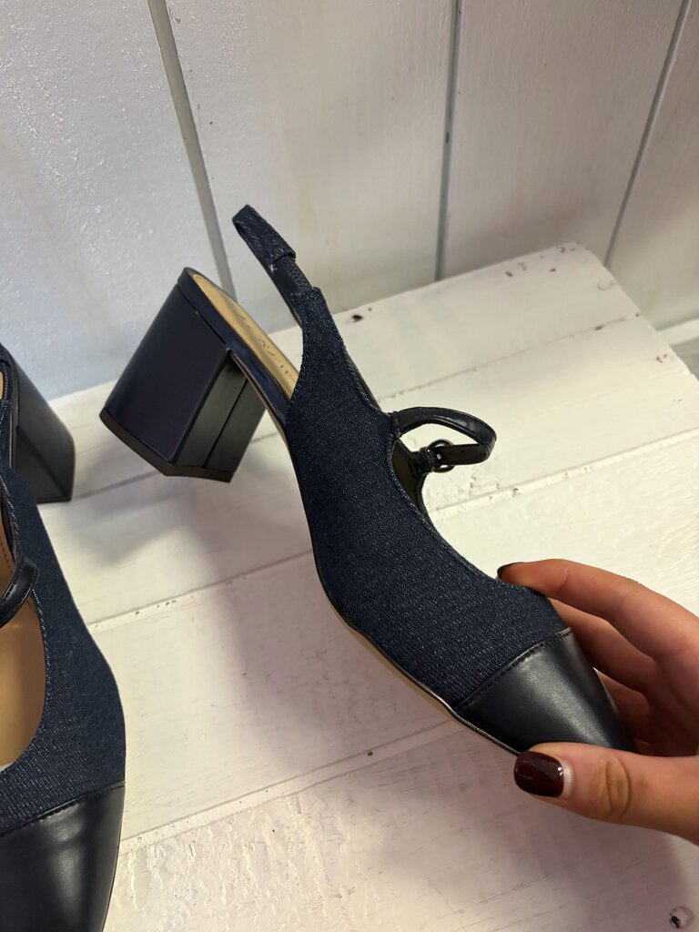 J. Crew Denim Mary Jane Slingback Heel - Size 9.5