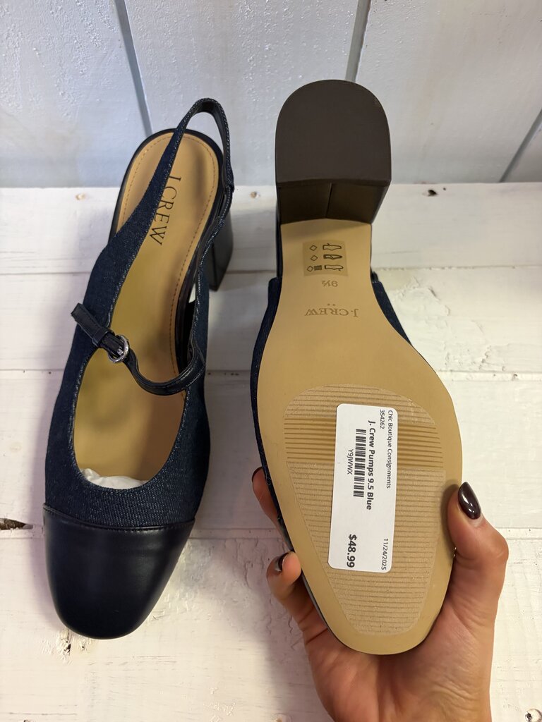 J. Crew Denim Mary Jane Slingback Heel - Size 9.5