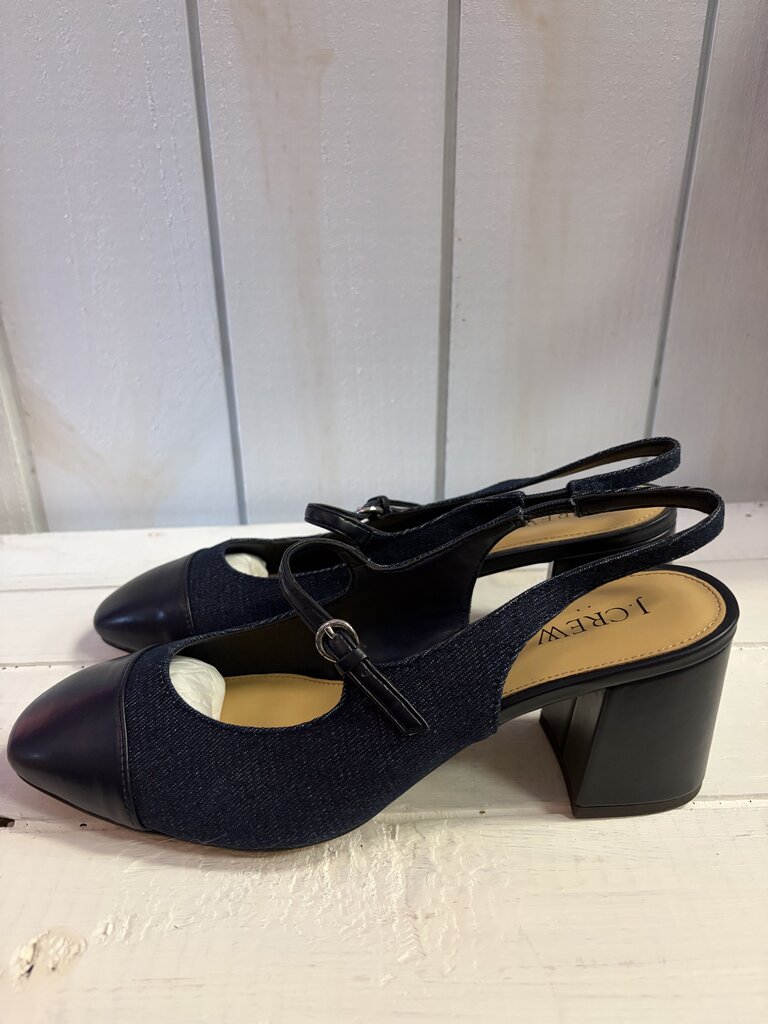 J. Crew Denim Mary Jane Slingback Heel - Size 9.5