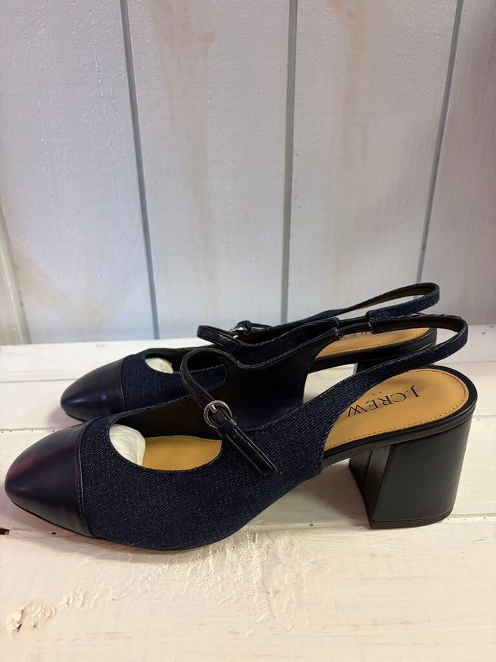 J. Crew Denim Mary Jane Slingback Heel - Size 9.5
