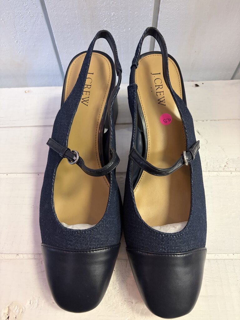 J. Crew Denim Mary Jane Slingback Heel - Size 9.5
