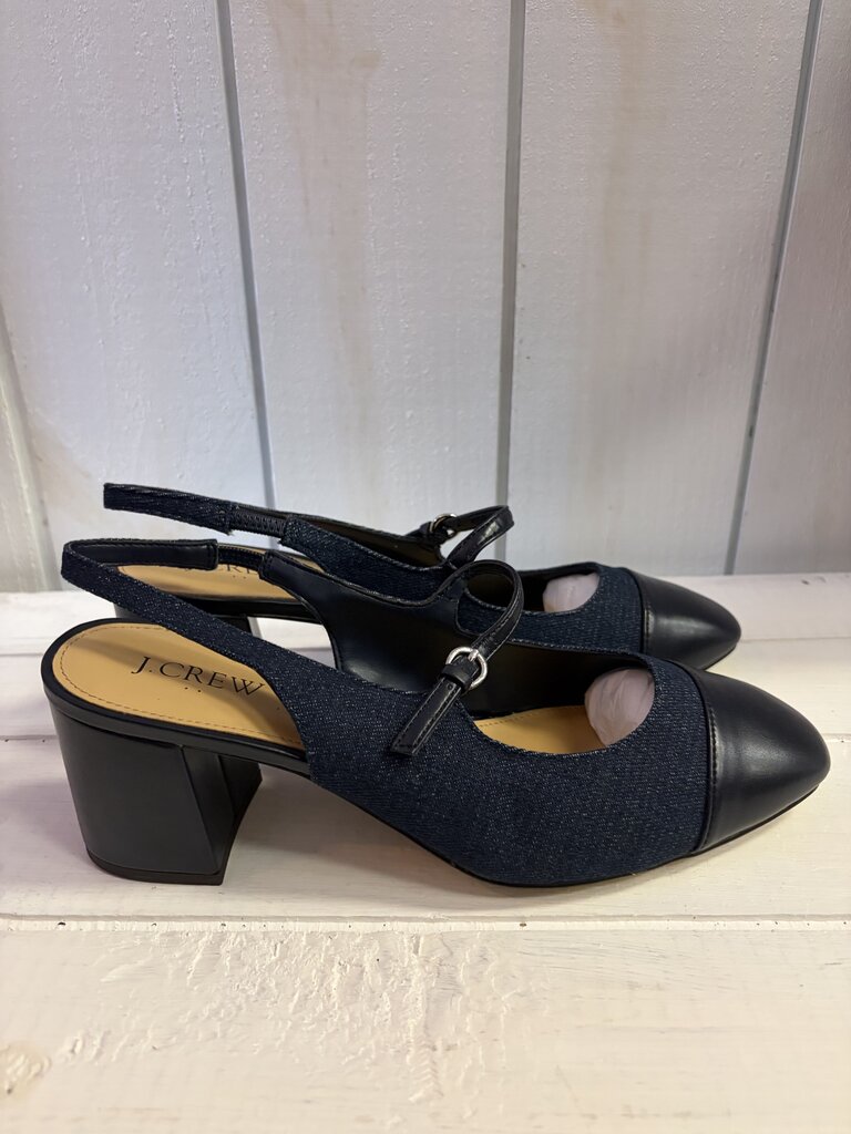 J. Crew Denim Mary Jane Slingback Heel - Size 9.5