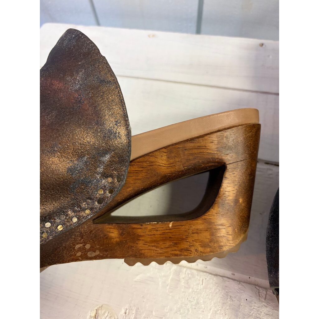 Dansko Sage Metallic Wooden Wedge Sandal - Size 41
