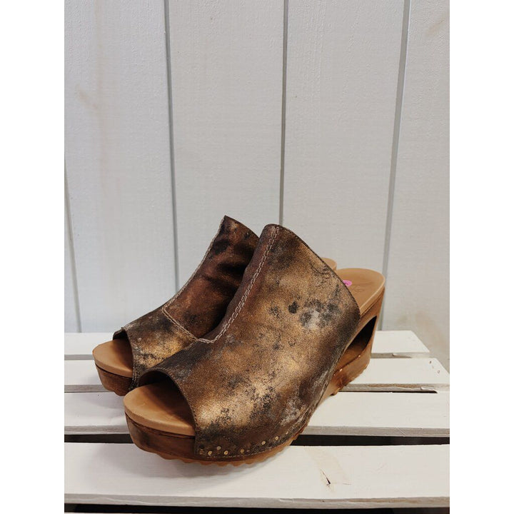 Dansko Sage Metallic Wooden Wedge Sandal - Size 41