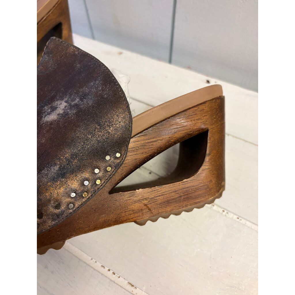 Dansko Sage Metallic Wooden Wedge Sandal - Size 41