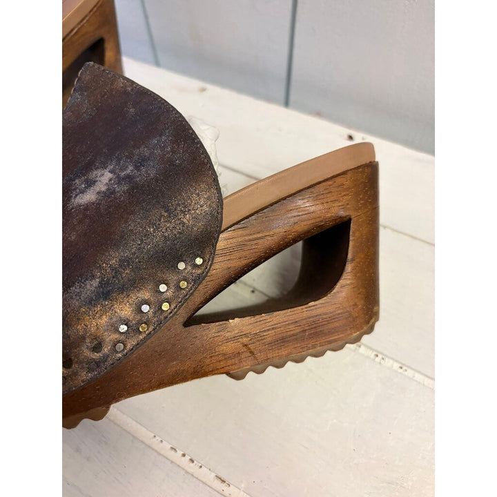 Dansko Sage Metallic Wooden Wedge Sandal - Size 41