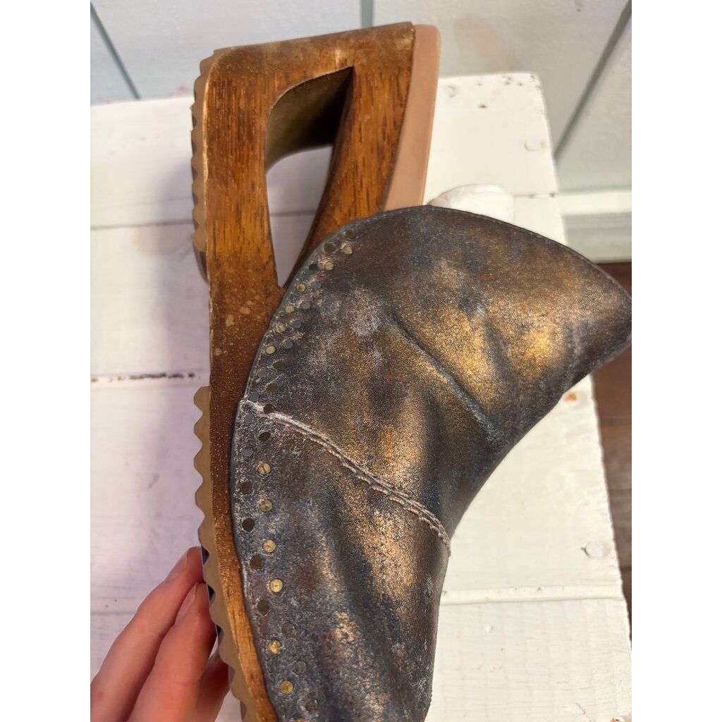 Dansko Sage Metallic Wooden Wedge Sandal - Size 41