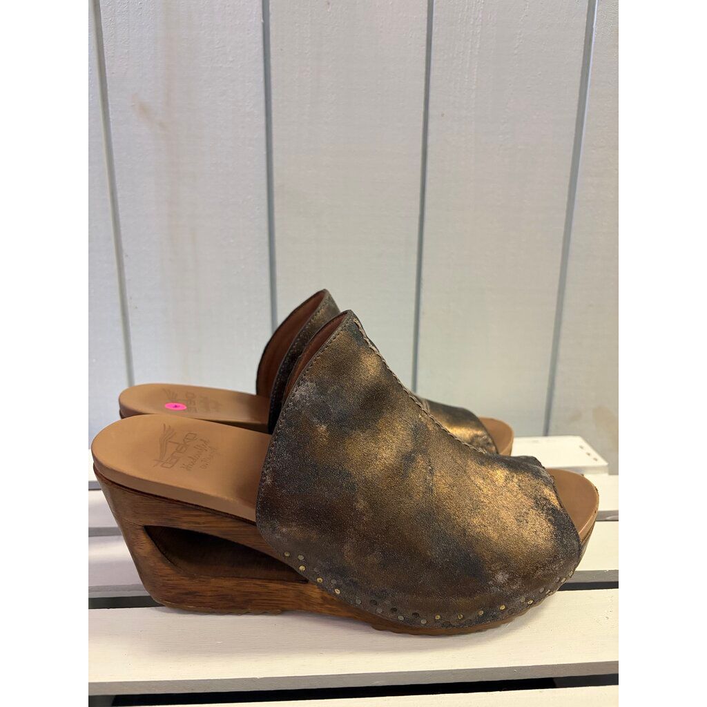Dansko Sage Metallic Wooden Wedge Sandal - Size 41