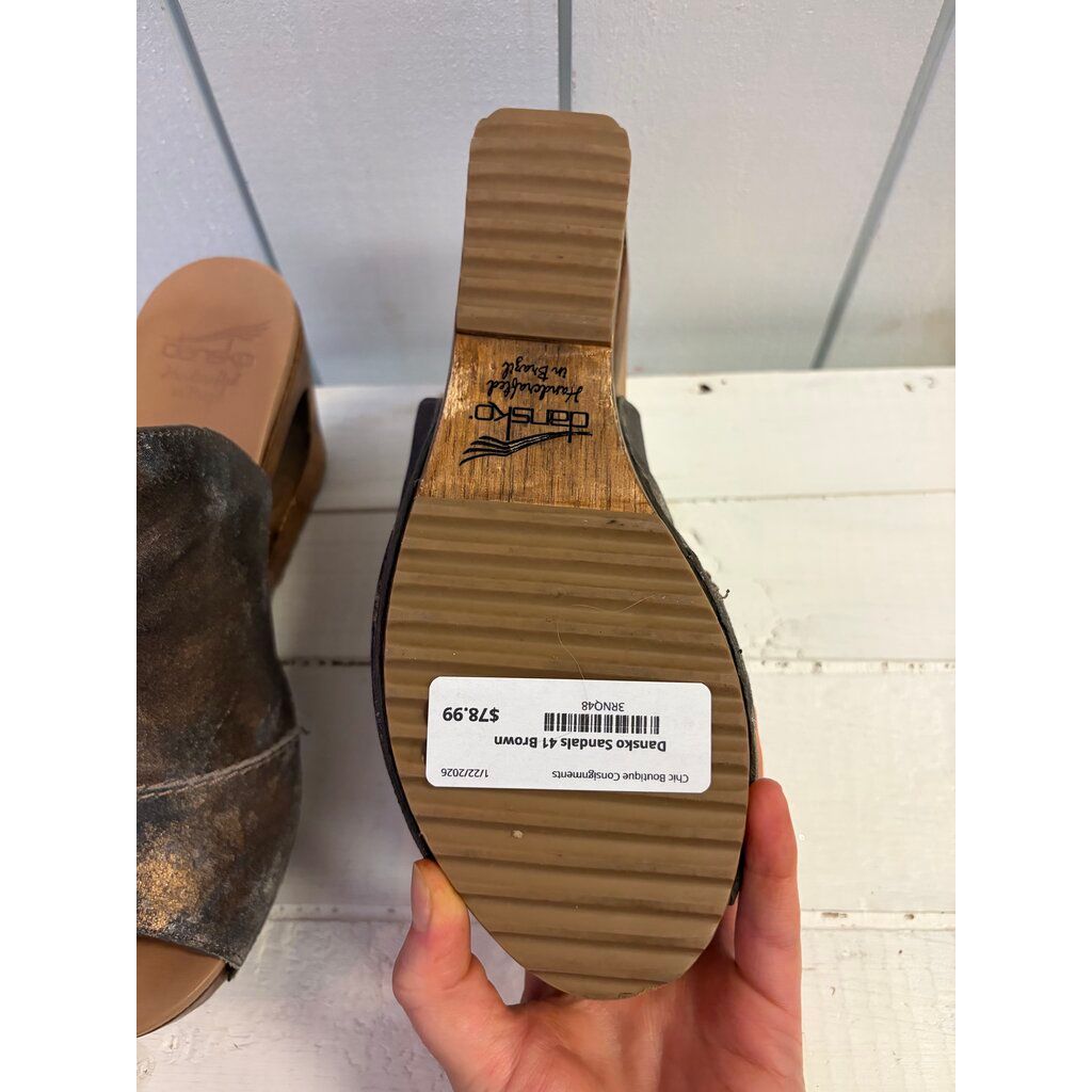 Dansko Sage Metallic Wooden Wedge Sandal - Size 41