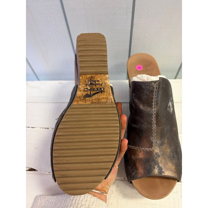 Dansko Sage Metallic Wooden Wedge Sandal - Size 41