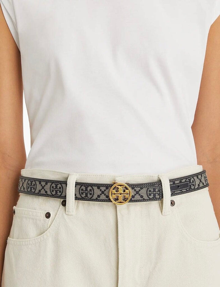 Tory Burch 1" Miller Monogram Reversible Belt - Size Large(Retails for $200)