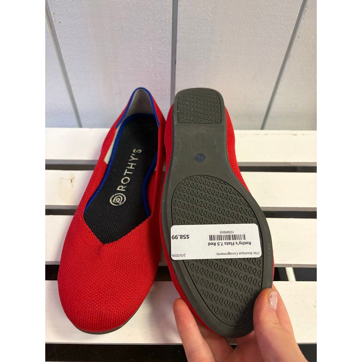 Rothy's The Flat in Bright Red - Size 7.5(Retails for $99)