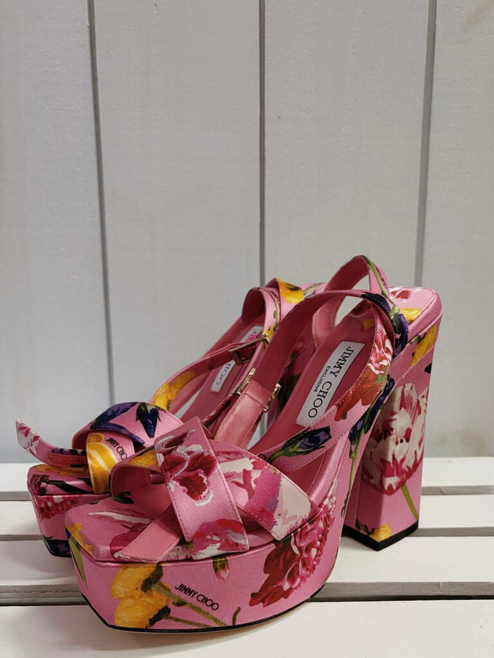 Jimmy Choo Gian 140 Satin Pumps - Size 38