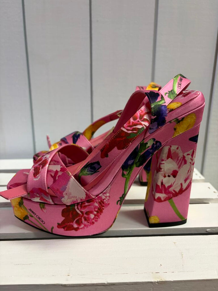 Jimmy Choo Gian 140 Satin Pumps - Size 38