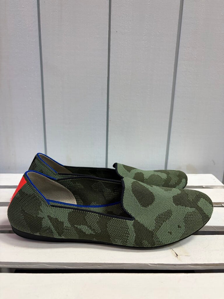 Rothy's The Loafer Slip-On Flats in Olive Camo Green - Size 8.5