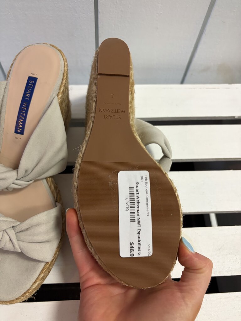 Stuart Weitzman Sarina Suede Espadrille Wedge Sandals - Size 6